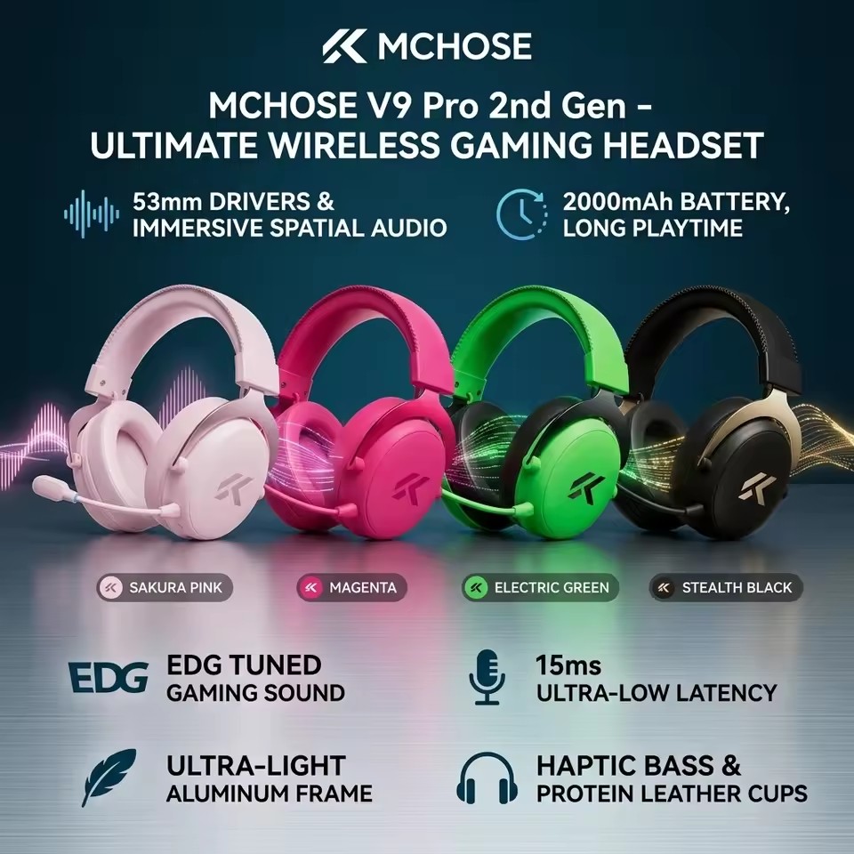 Anc Wireless Over Ear Headphones - MCHOSE V9 Pro 2 e스포츠용 무선