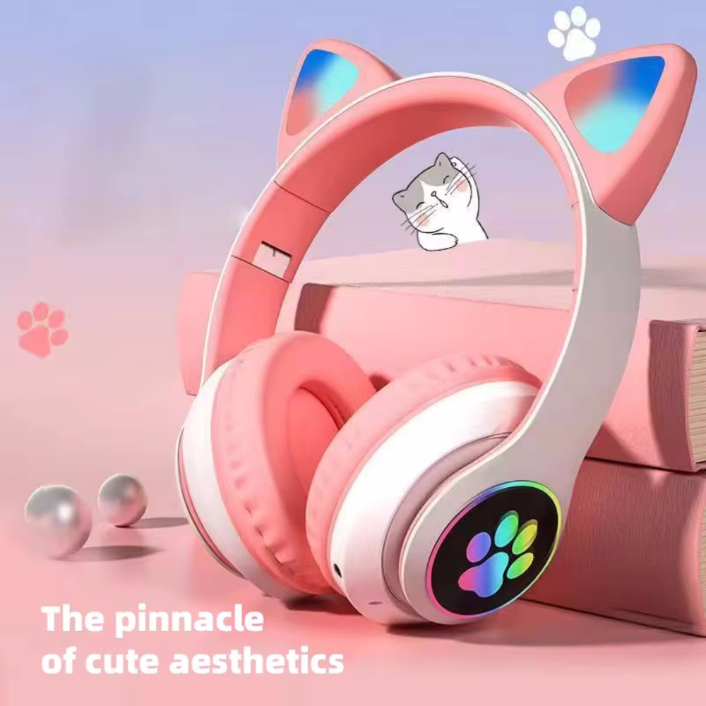 접이식 무선 블루투스 헤드폰, 이어컵형 이어폰, 스테레 - Cat Ear Bluetooth Headset Led 리뷰 및 가격